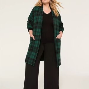 Lane Bryant NWT size 18/20 Green Plaid Long Cardigan Sweater
